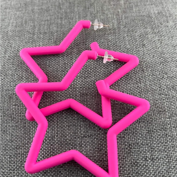 80 90s colorful star hoop earrings Colorful Big Hoop Earrings Retro Neon Earring - Picture 3 of 3